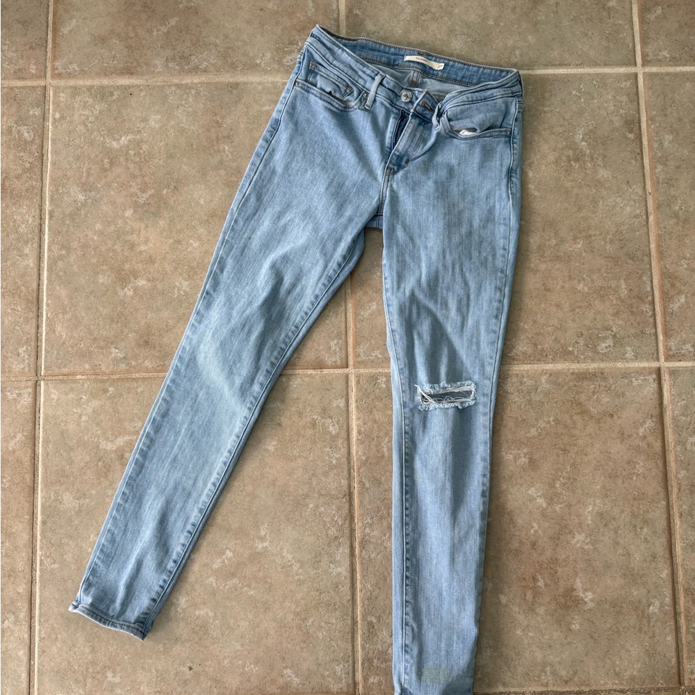 Levi's Blue Skinny Jeans Distressed Style